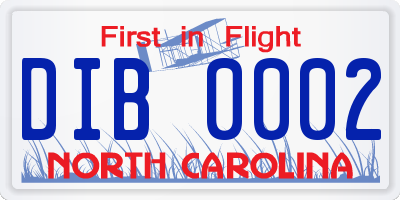 NC license plate DIB0002