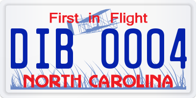 NC license plate DIB0004