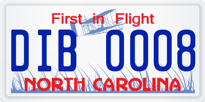 NC license plate DIB0008