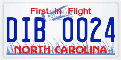 NC license plate DIB0024