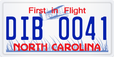 NC license plate DIB0041