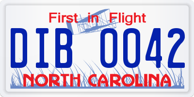 NC license plate DIB0042