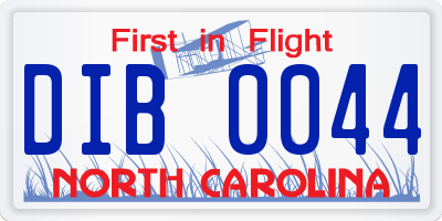 NC license plate DIB0044