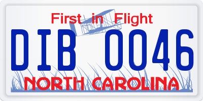 NC license plate DIB0046