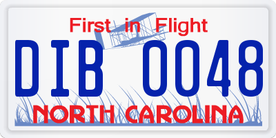 NC license plate DIB0048