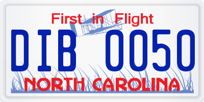 NC license plate DIB0050