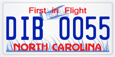 NC license plate DIB0055