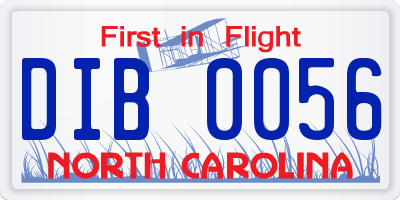 NC license plate DIB0056