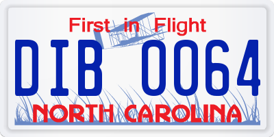 NC license plate DIB0064