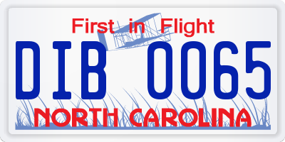 NC license plate DIB0065