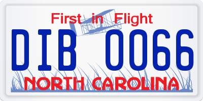 NC license plate DIB0066