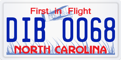 NC license plate DIB0068