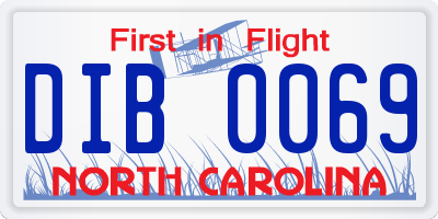NC license plate DIB0069