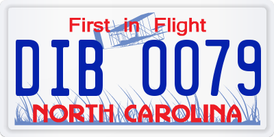NC license plate DIB0079
