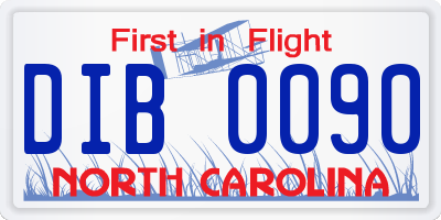 NC license plate DIB0090