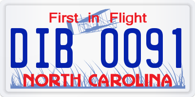 NC license plate DIB0091