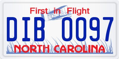 NC license plate DIB0097