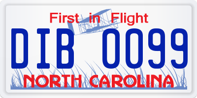 NC license plate DIB0099
