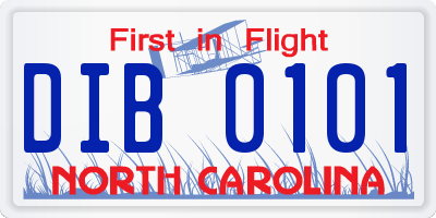 NC license plate DIB0101