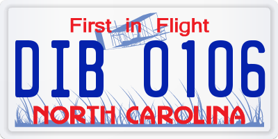 NC license plate DIB0106