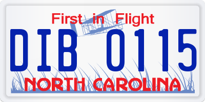 NC license plate DIB0115