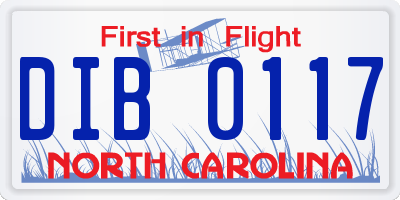 NC license plate DIB0117