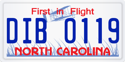 NC license plate DIB0119