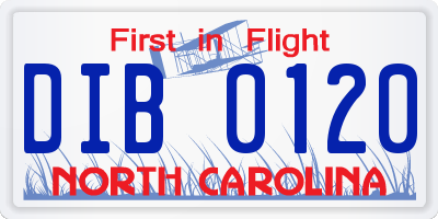 NC license plate DIB0120