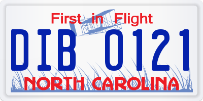 NC license plate DIB0121