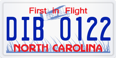 NC license plate DIB0122