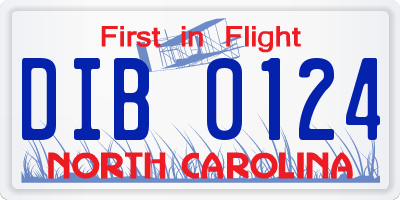 NC license plate DIB0124
