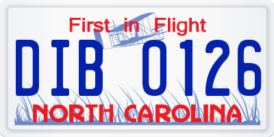 NC license plate DIB0126