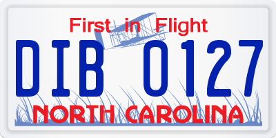 NC license plate DIB0127