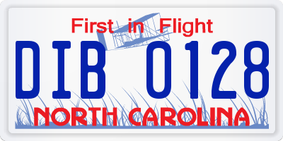 NC license plate DIB0128
