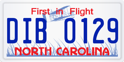NC license plate DIB0129