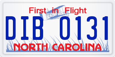 NC license plate DIB0131