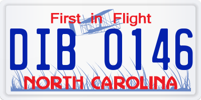 NC license plate DIB0146