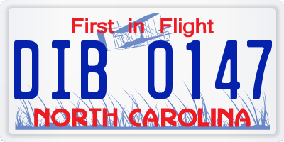 NC license plate DIB0147