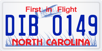 NC license plate DIB0149