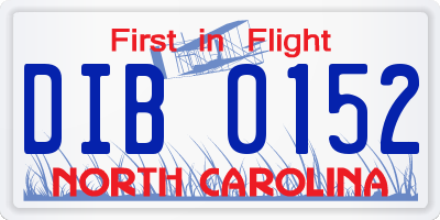 NC license plate DIB0152