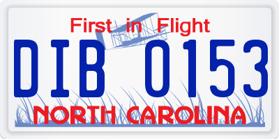 NC license plate DIB0153