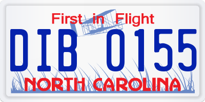 NC license plate DIB0155