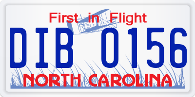 NC license plate DIB0156