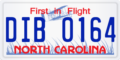 NC license plate DIB0164