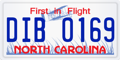 NC license plate DIB0169