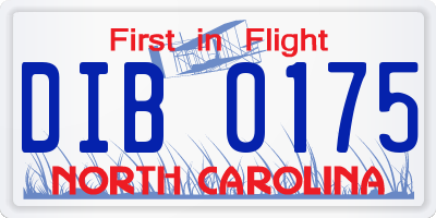 NC license plate DIB0175