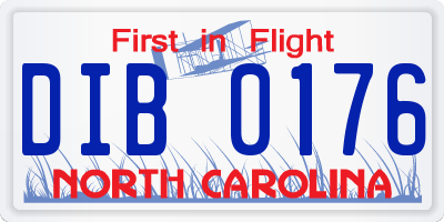 NC license plate DIB0176