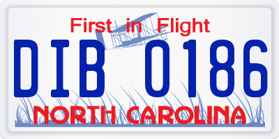 NC license plate DIB0186