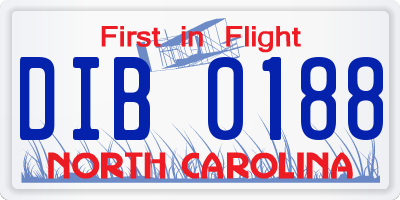 NC license plate DIB0188