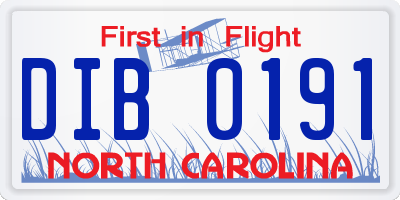 NC license plate DIB0191